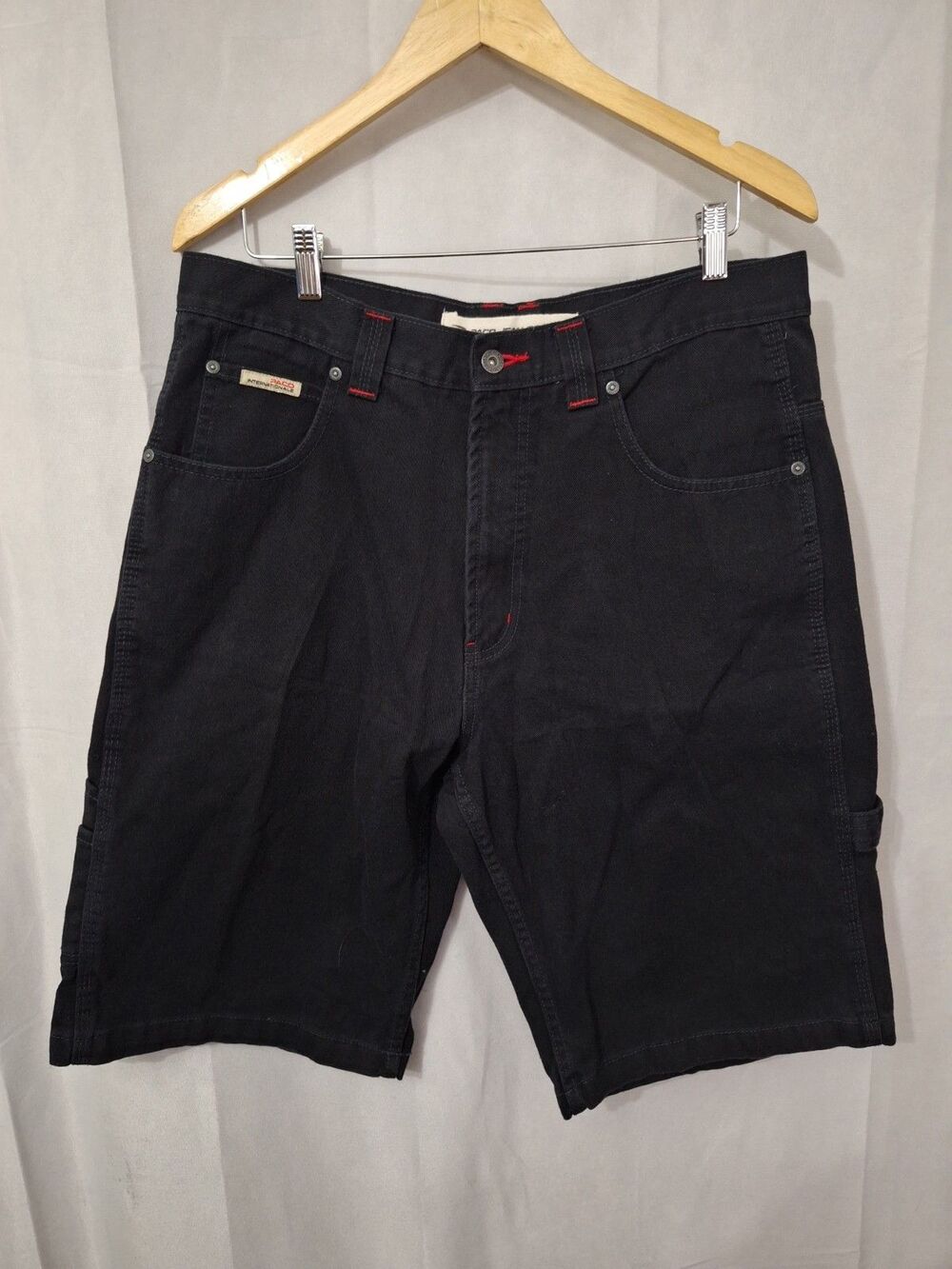 Vintage PACO International Black Jean Shorts Mens 34 Denim Baggy Jorts 90's Y2K